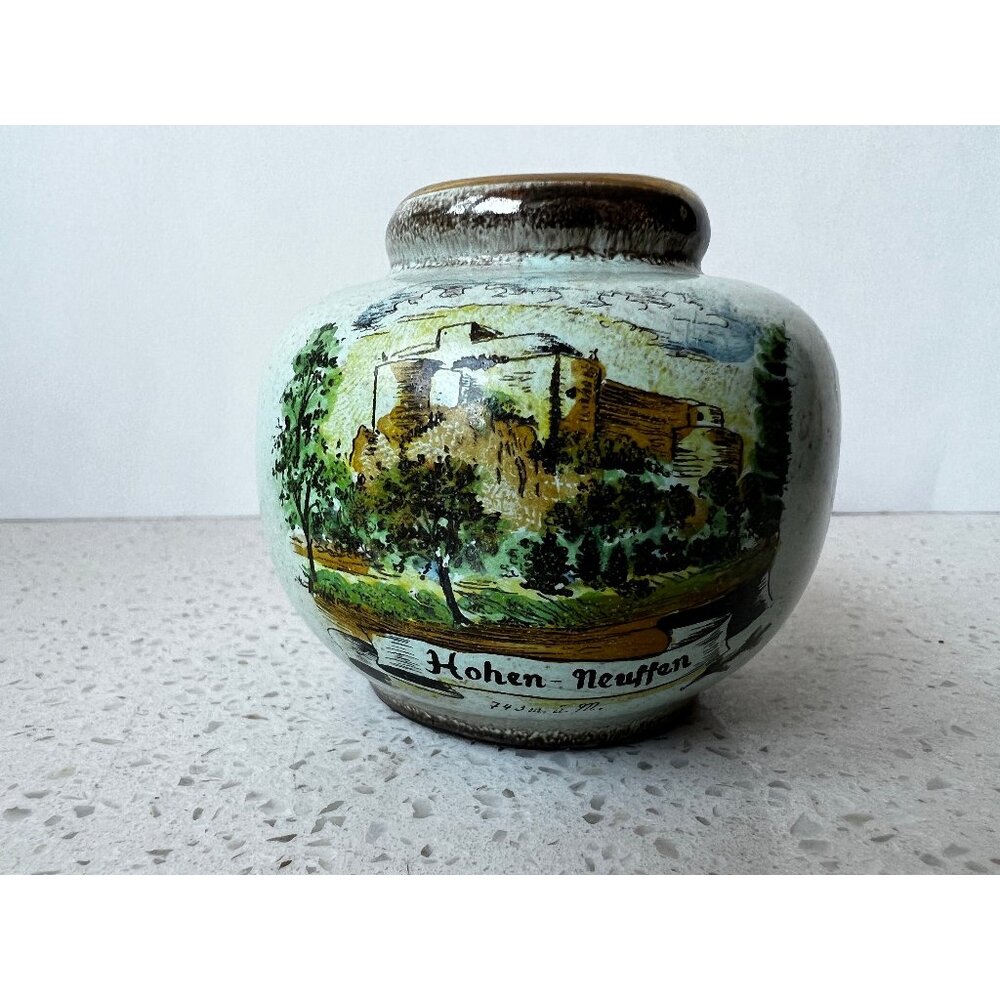 Hogen Neuffen Signed German Ceramic Vase Vintage Light Green